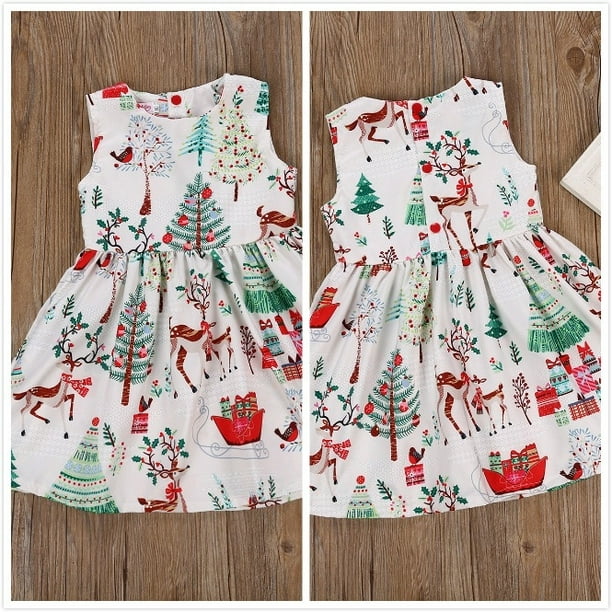 Toddler Kids Baby Girls Princess Christmas Deer Party Dress Outfits Clothes 1-6T